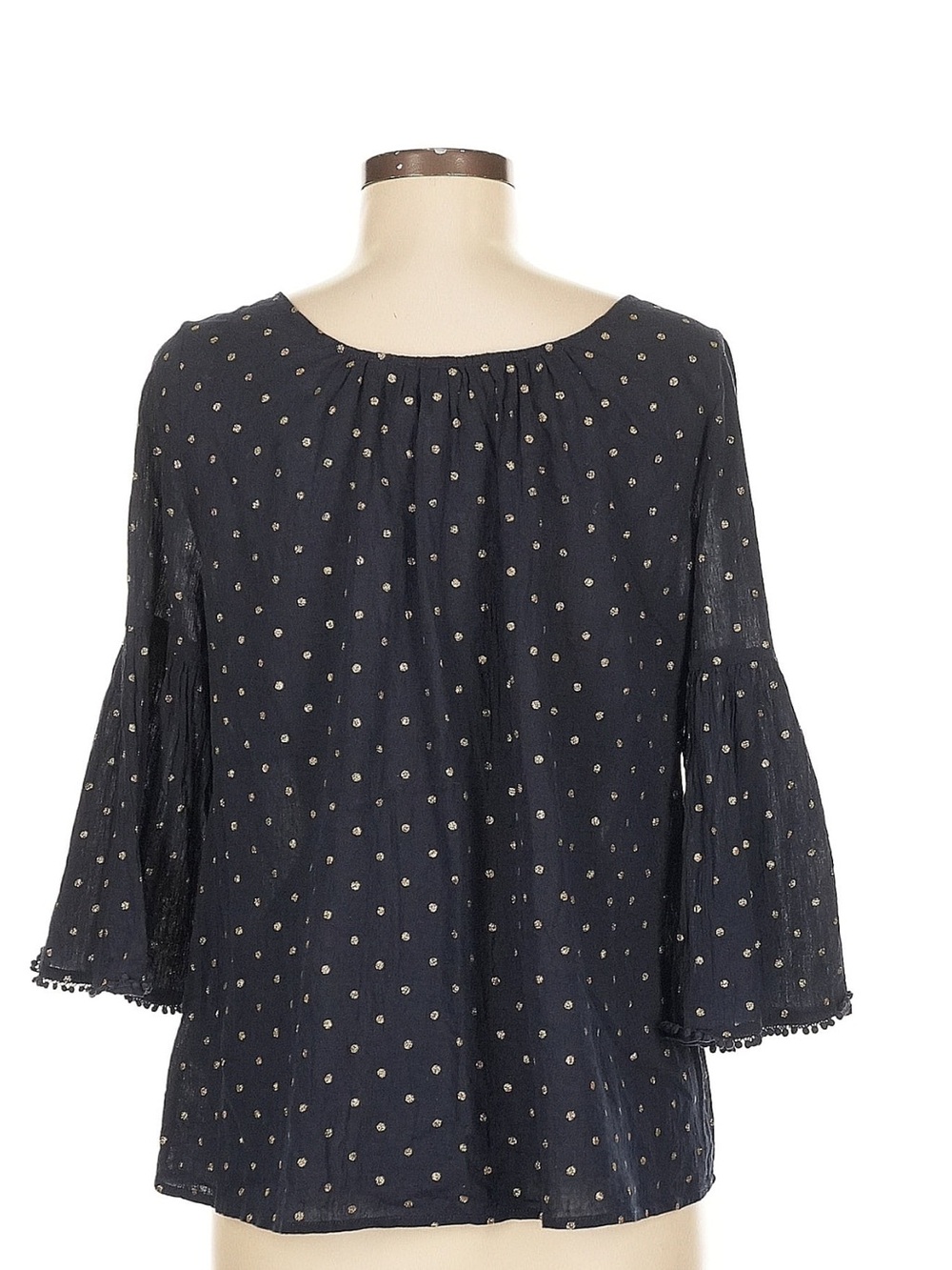 Boden Navy Dot Bell-Sleeve Blouse Size 8